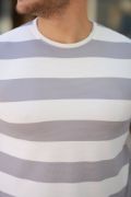 Erkek çift Renk Pamuklu örme Kumaş Kısa Kollu T-shirt resmi